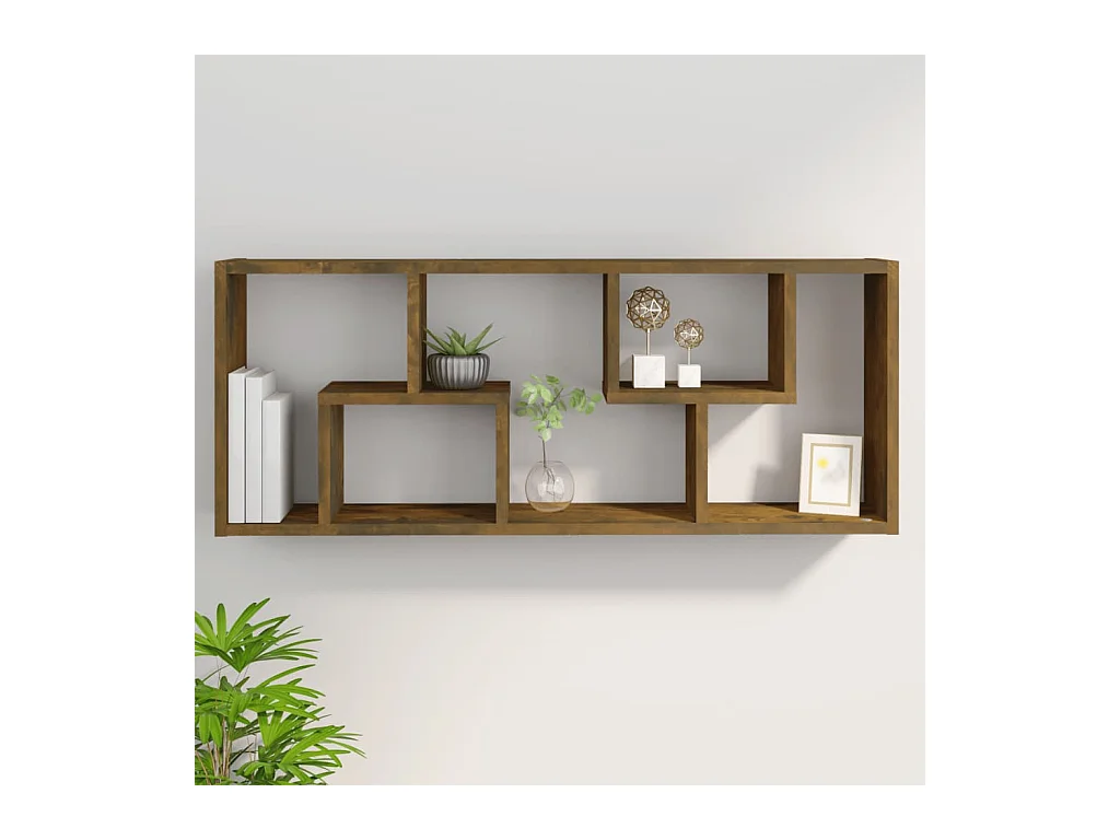 Étagère murale Chêne fumé 36x16x90 cm Bois d'ingénierie