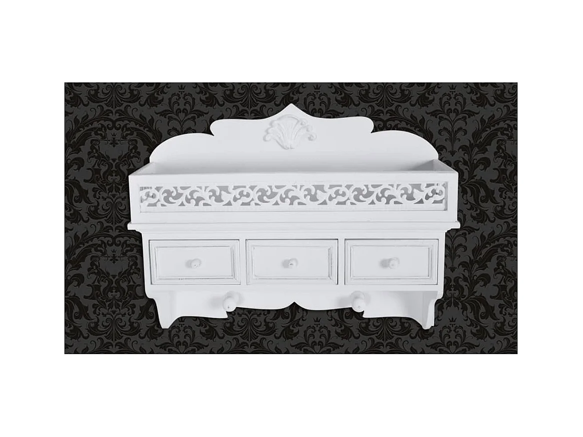 Mensola da parete con 3 cassetti e 2 ganci