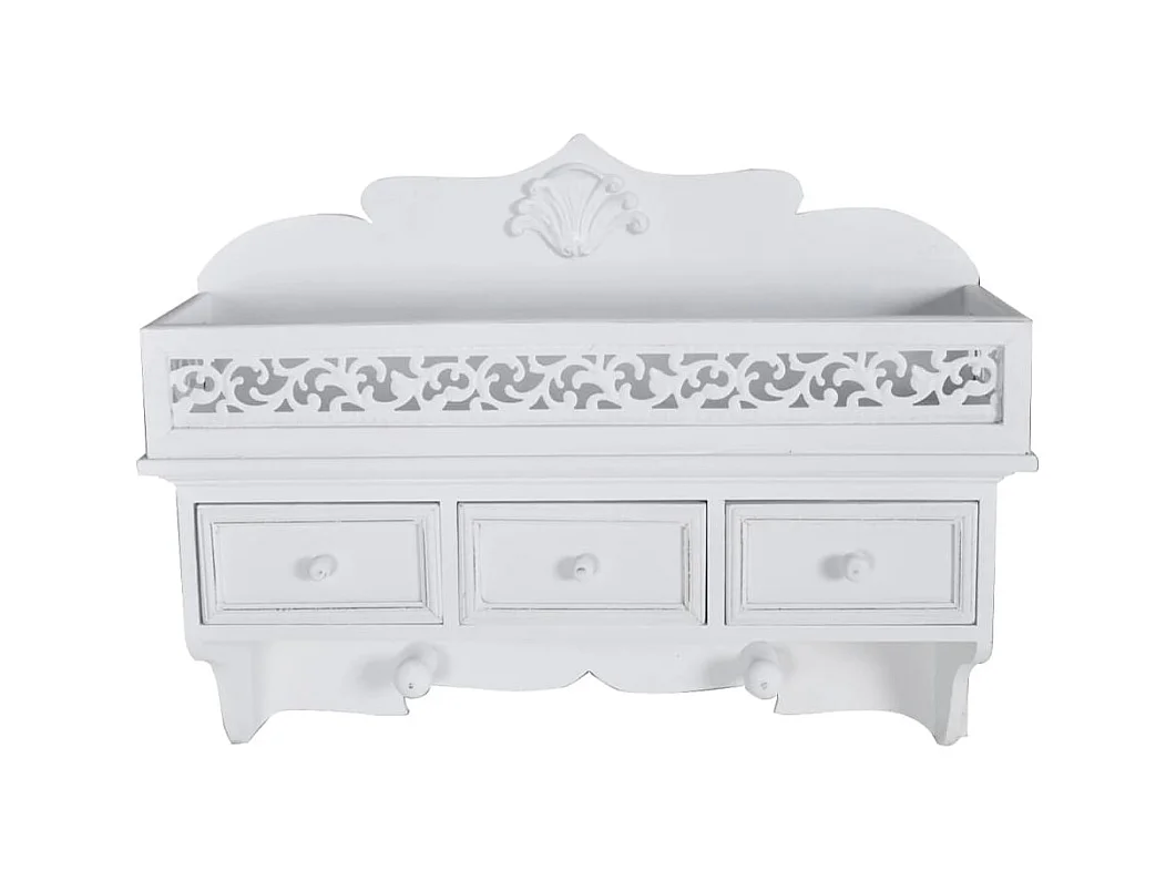 Mensola da parete con 3 cassetti e 2 ganci