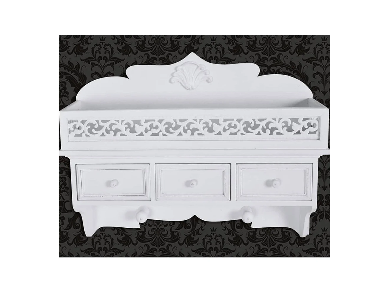 Mensola da parete con 3 cassetti e 2 ganci