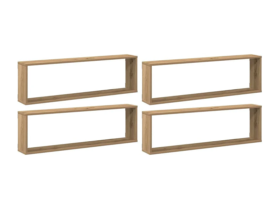 Étagères cube murales 4 pcs chêne artisanal 100x15x30 cm