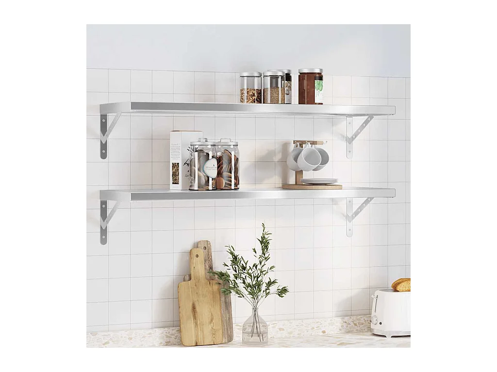 Étagères murales 2 pcs 100x30 cm argenté acier inoxydable