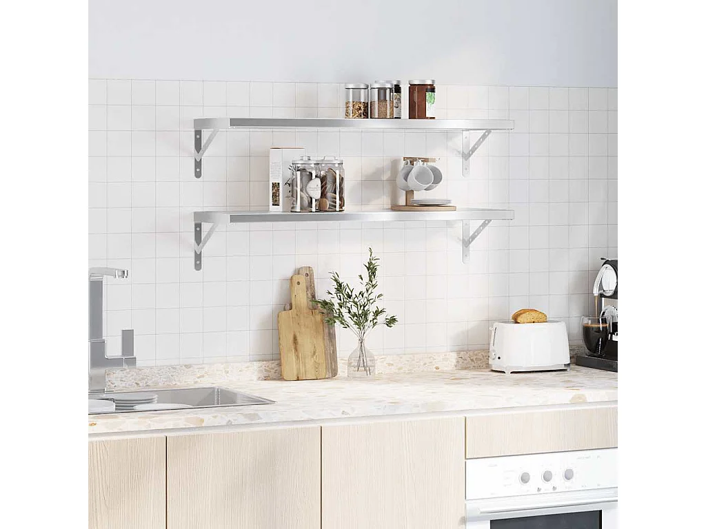 Étagères murales 2 pcs 100x30 cm argenté acier inoxydable