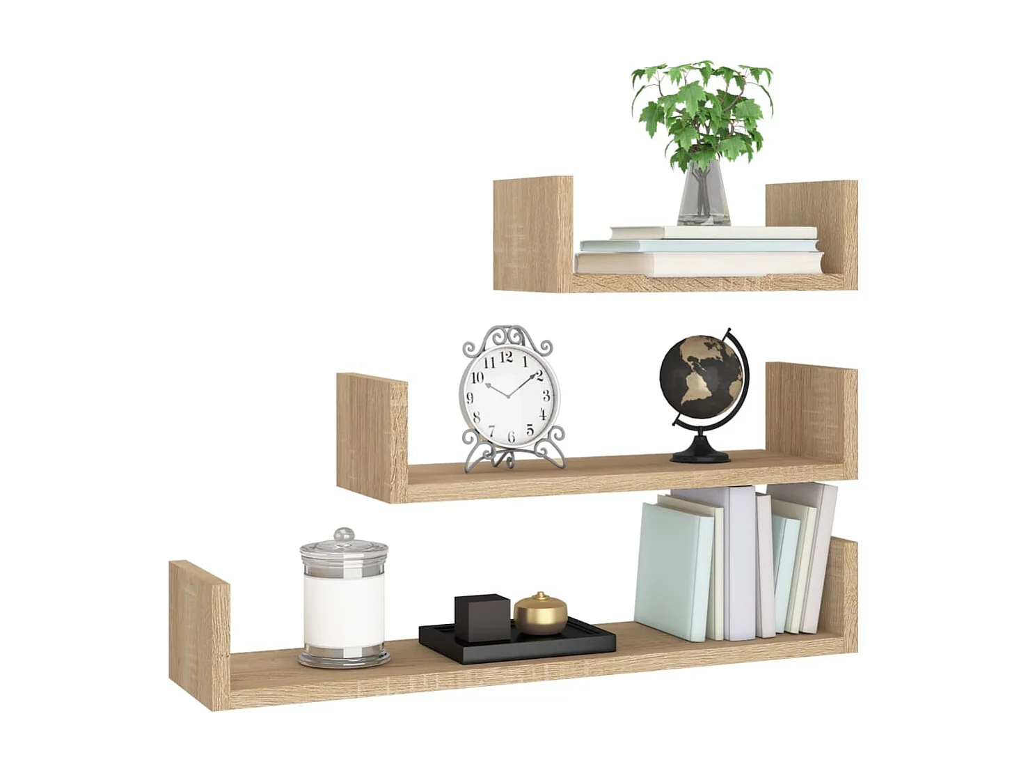 Étagères murales 3 pcs Chêne sonoma Bois d'ingénierie