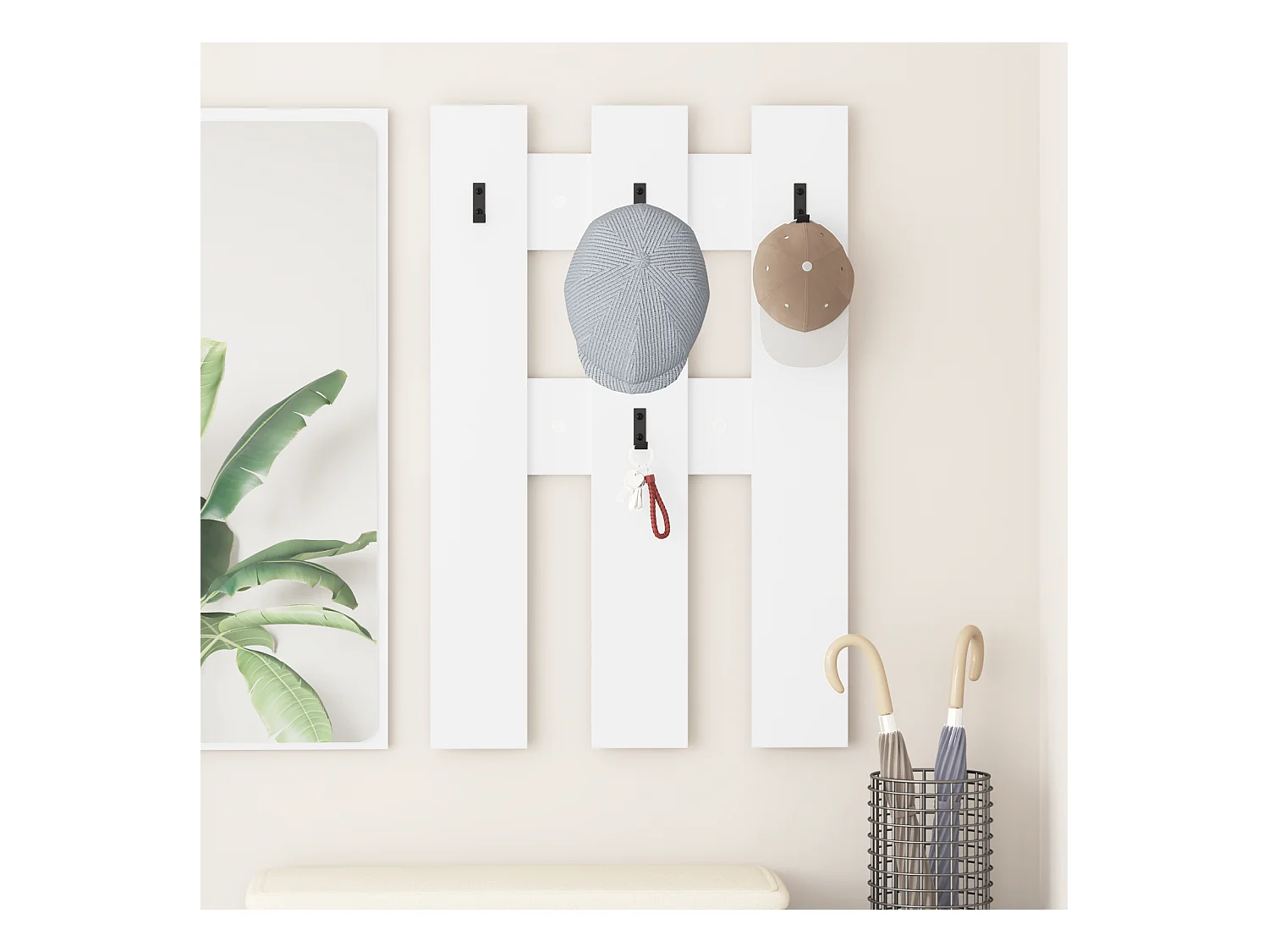 Appendiabiti da parete Bianco 65 x 3 x 100 cm Legno ingegnerizzato