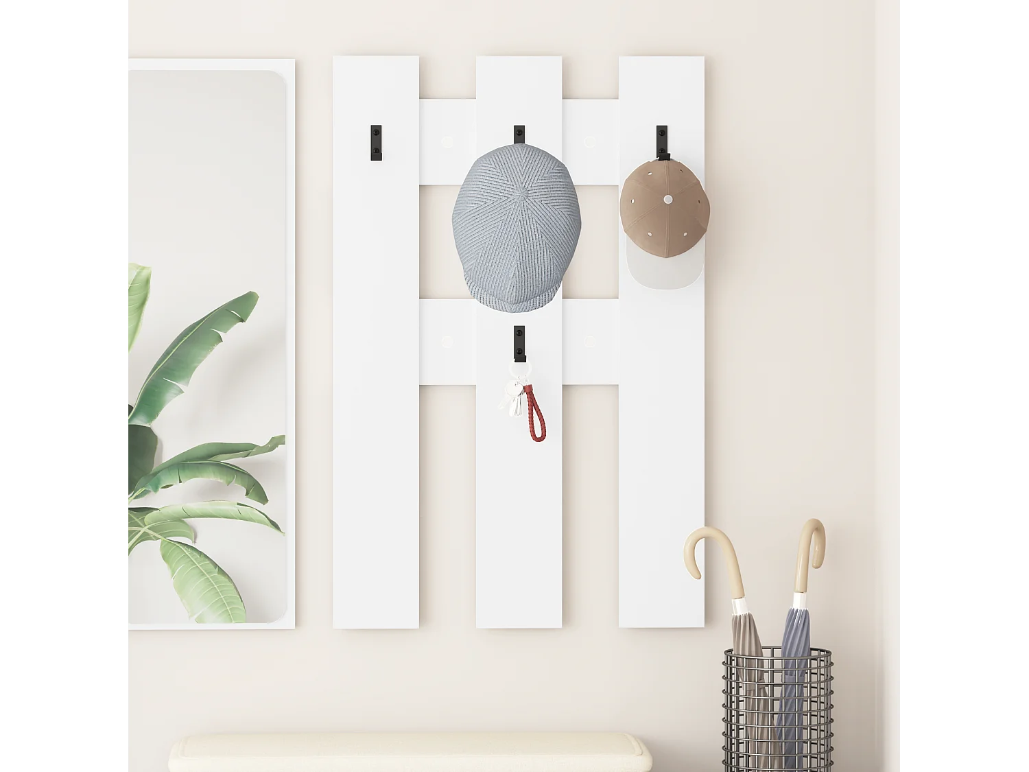 Porte-manteau mural Blanc 65 x 3 x 100 cm Bois d'ingénierie