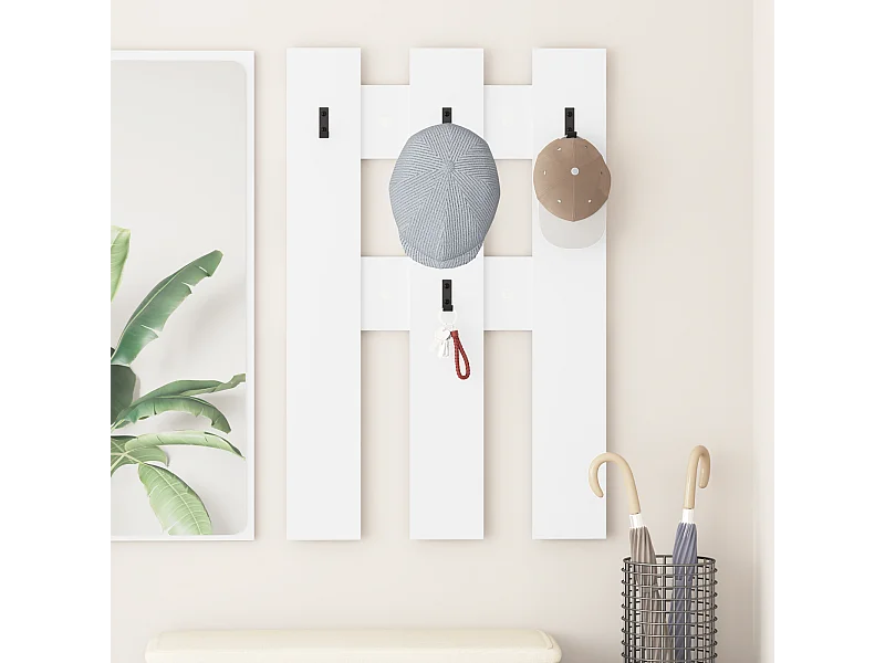 Porte-manteau mural Blanc 65 x 3 x 100 cm Bois d'ingénierie