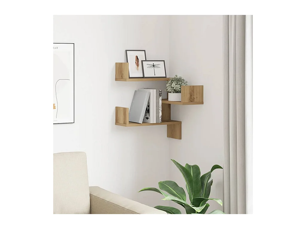 Étagère d'angle murale chêne artisanal 40x40x49,5 cm