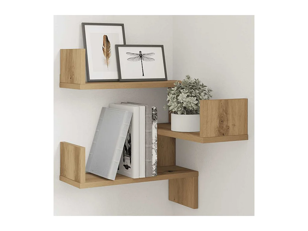 Étagère d'angle murale chêne artisanal 40x40x49,5 cm