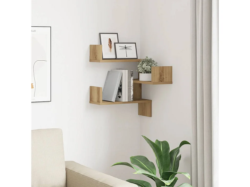 Étagère d'angle murale chêne artisanal 40x40x49,5 cm