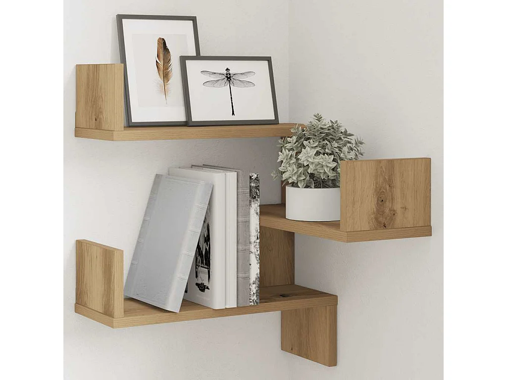 Étagère d'angle murale chêne artisanal 40x40x49,5 cm