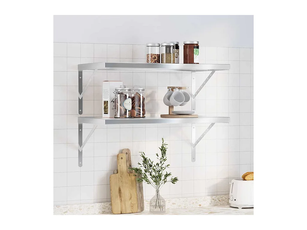 Étagères murales 2 pcs 75x40 cm argenté acier inoxydable