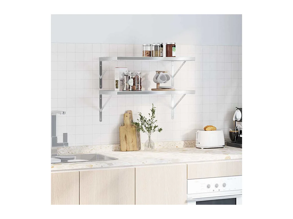 Étagères murales 2 pcs 75x40 cm argenté acier inoxydable