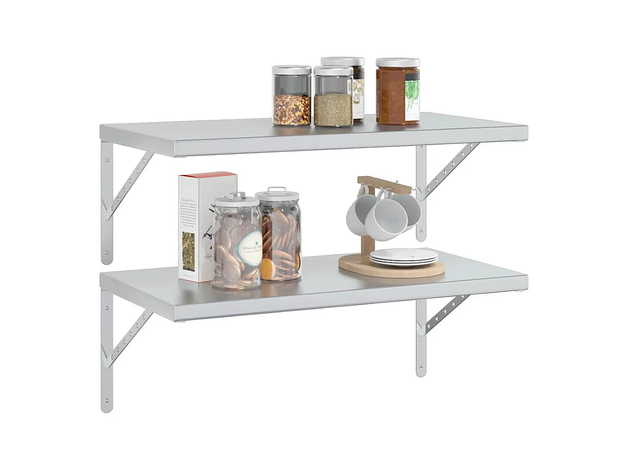 Étagères murales 2 pcs 75x40 cm argenté acier inoxydable