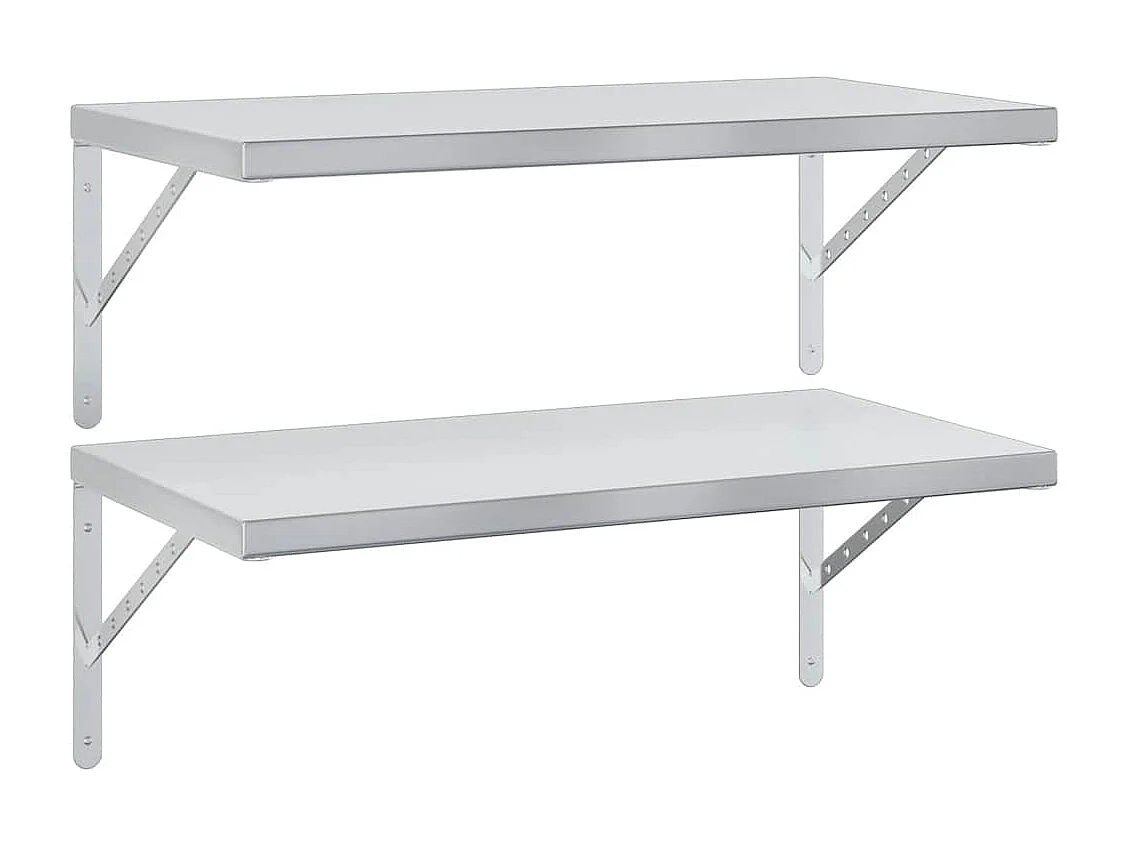 Étagères murales 2 pcs 75x40 cm argenté acier inoxydable