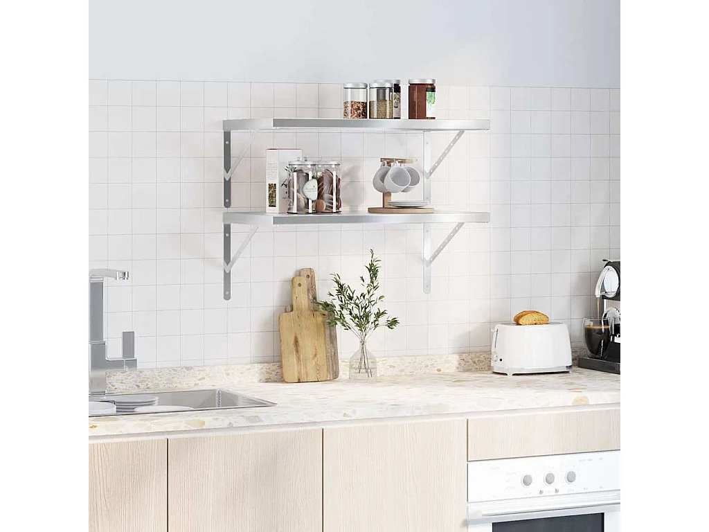 Étagères murales 2 pcs 75x40 cm argenté acier inoxydable