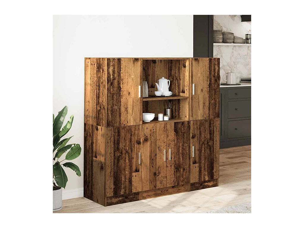 3-teiliges Küchenschrank-Set Altholz