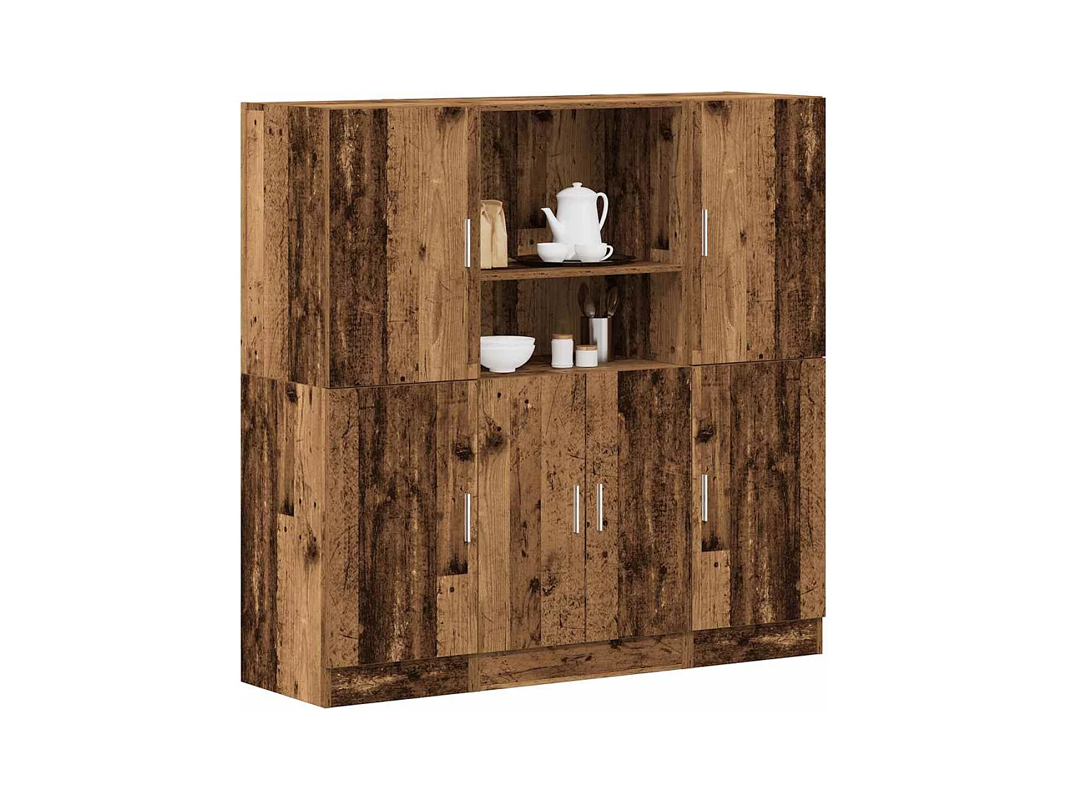 3-delige keukenkastset oud hout