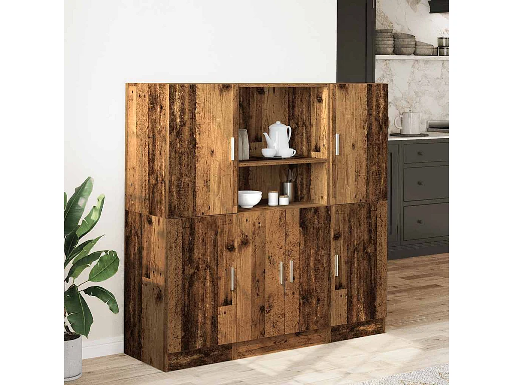 Ensemble d'armoires de cuisine 3 pcs vieux bois