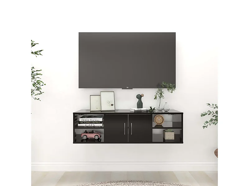 Mensola da parete nera 102x30x29 cm in legno ingegnerizzato