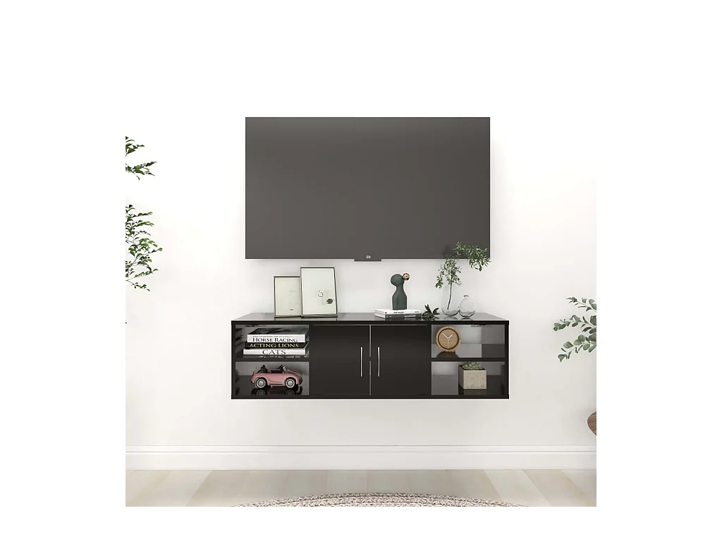 Zwarte wandplank 102x30x29 cm Technisch hout