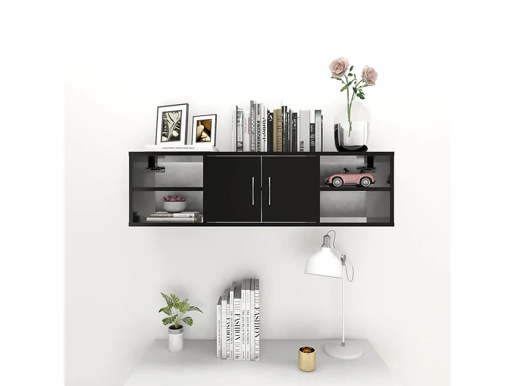 Étagère murale Noir 102x30x29 cm Bois d’ingénierie