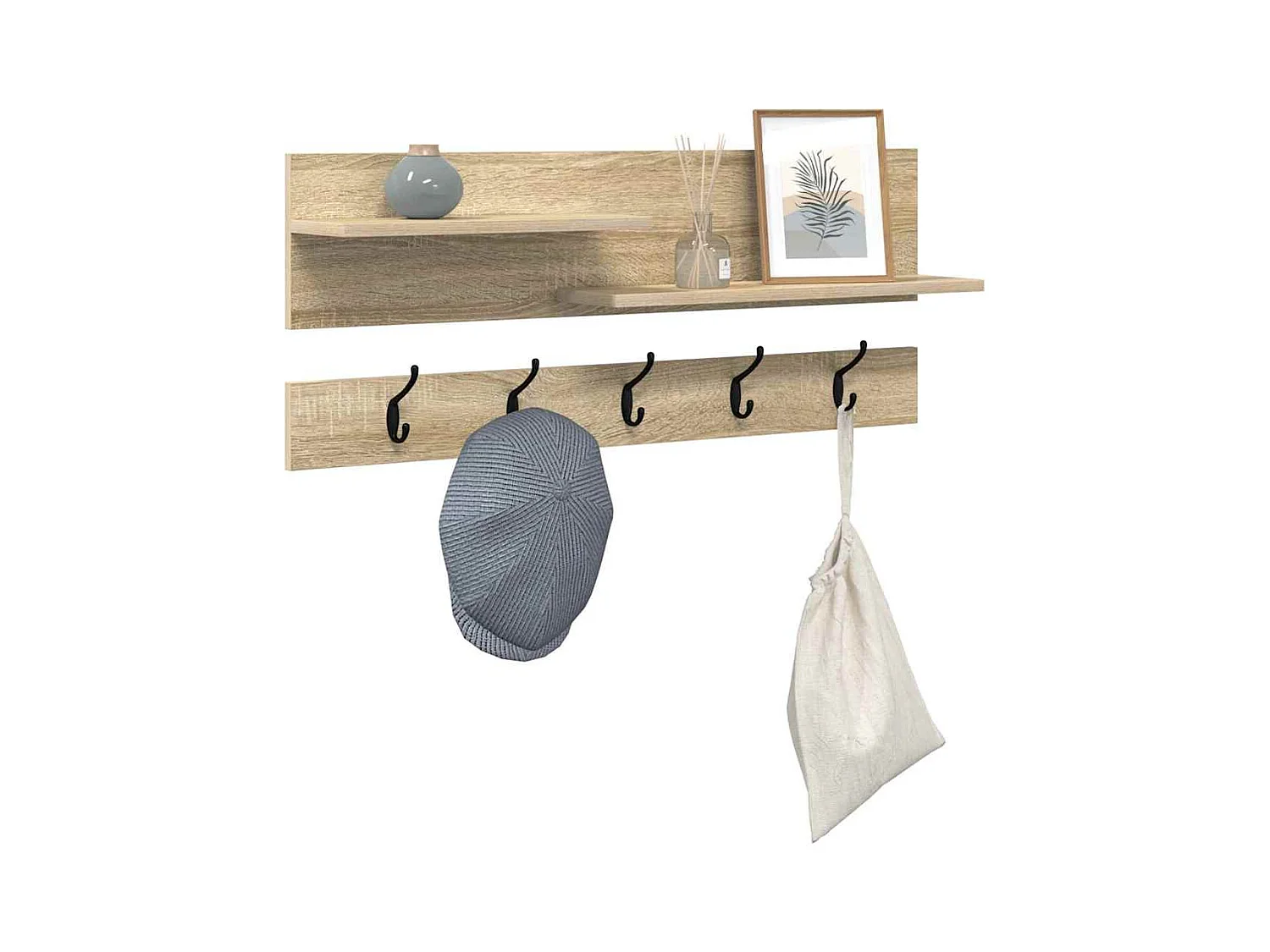 Porte-manteau mural avec étagère avec stockage Chêne sonoma 90 x 15 x 36 cm