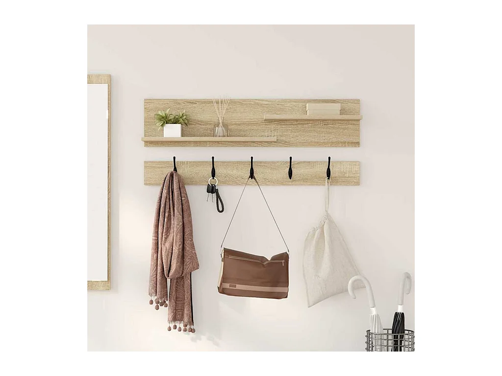 Porte-manteau mural avec étagère avec stockage Chêne sonoma 90 x 15 x 36 cm
