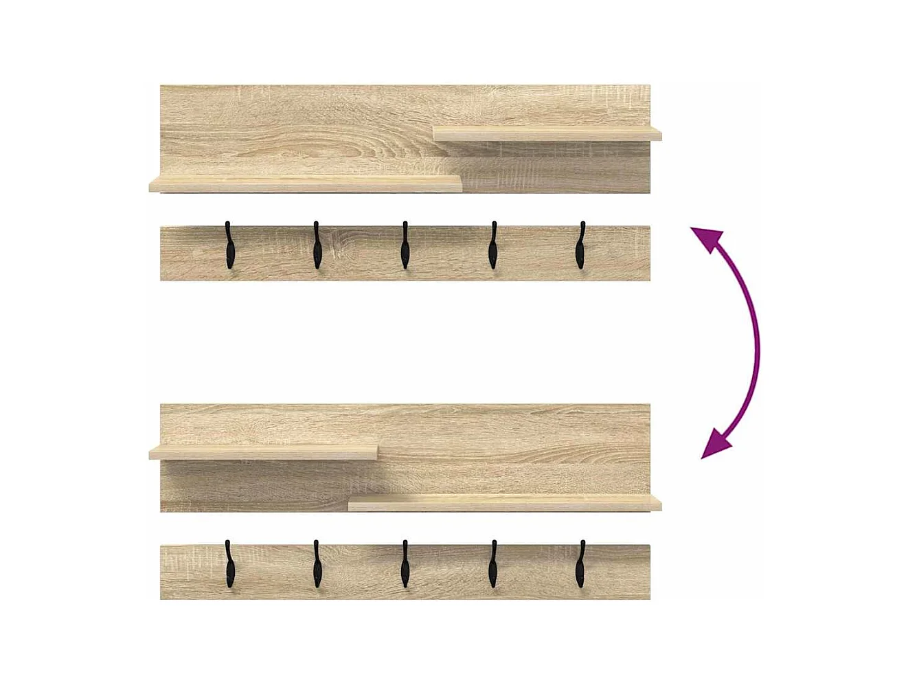 Porte-manteau mural avec étagère avec stockage Chêne sonoma 90 x 15 x 36 cm