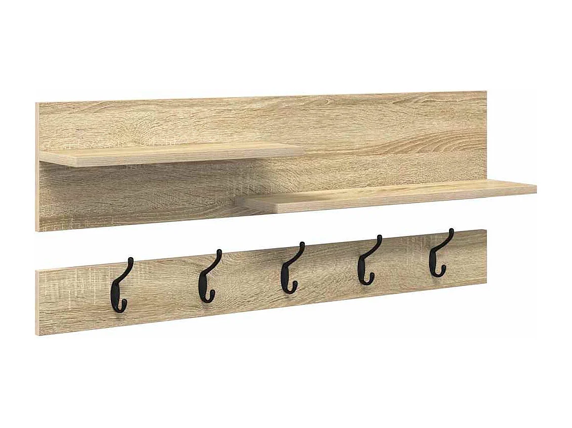 Porte-manteau mural avec étagère avec stockage Chêne sonoma 90 x 15 x 36 cm
