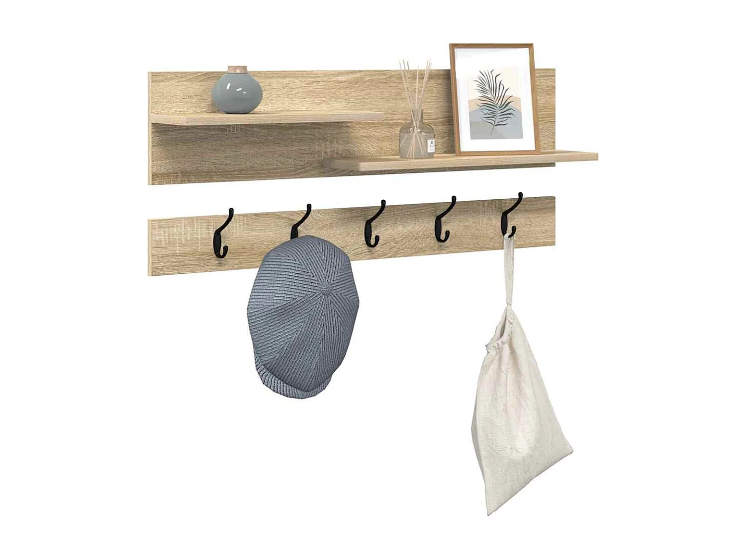 Porte-manteau mural avec étagère avec stockage Chêne sonoma 90 x 15 x 36 cm