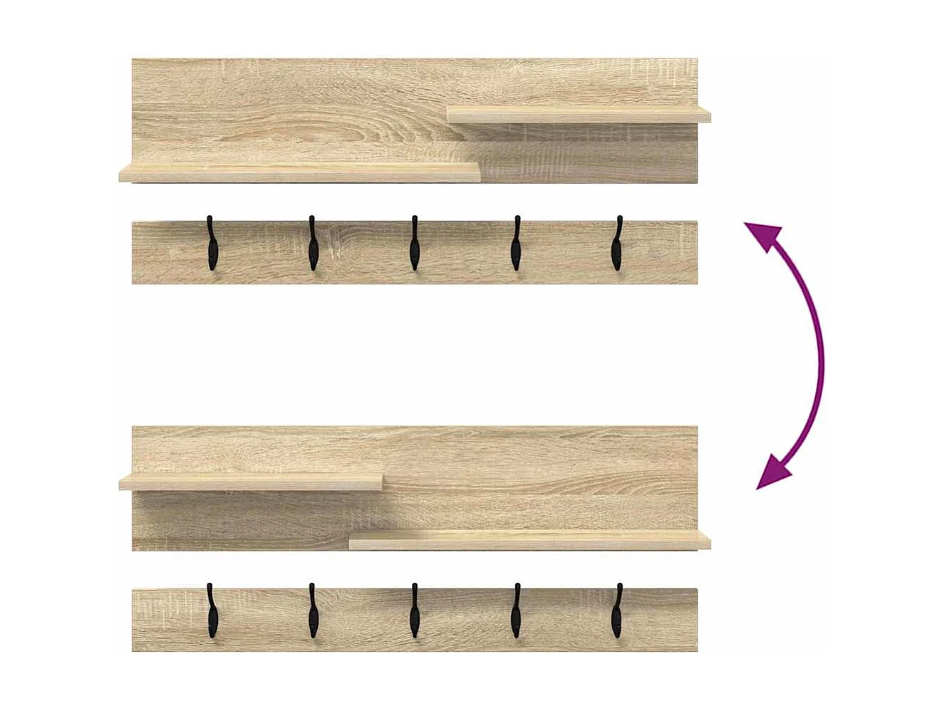 Porte-manteau mural avec étagère avec stockage Chêne sonoma 90 x 15 x 36 cm