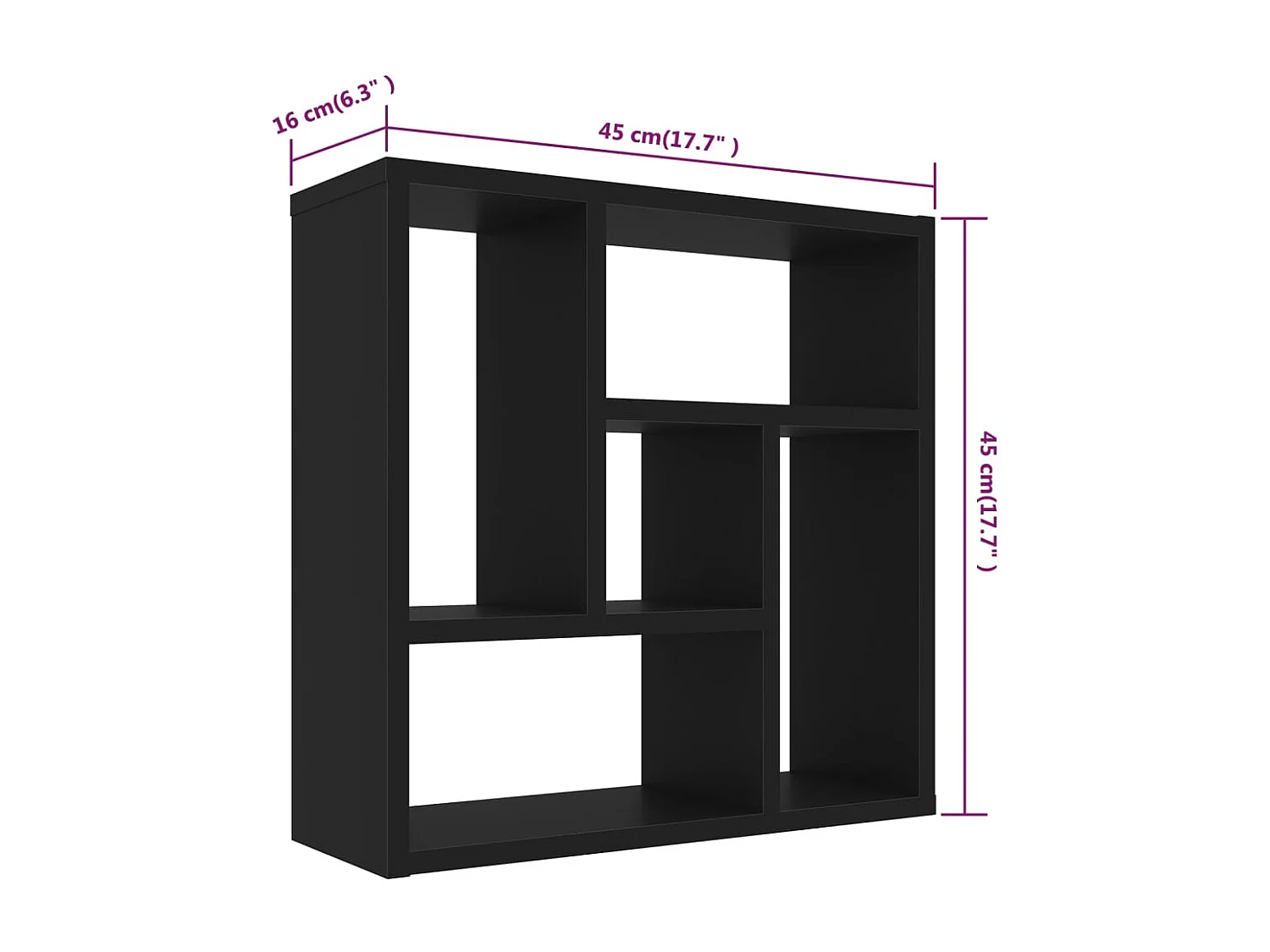 Étagère murale Noir 45,1x16x45,1 cm Bois d’ingénierie