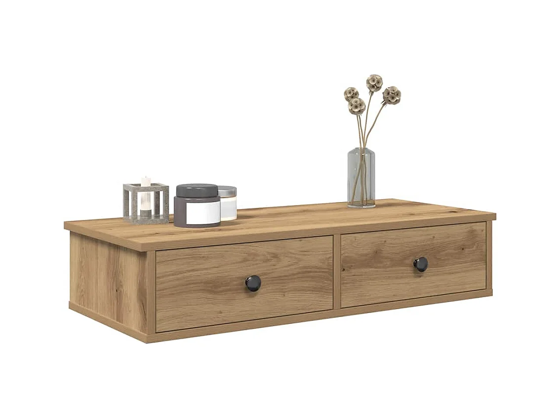 Étagère murale avec tiroirs chêne artisanal bois d'ingénierie