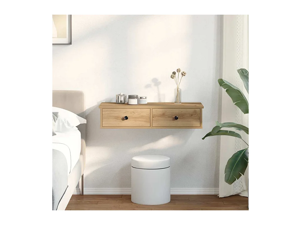 Étagère murale avec tiroirs chêne artisanal bois d'ingénierie