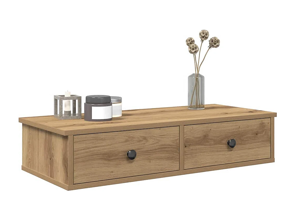 Étagère murale avec tiroirs chêne artisanal bois d'ingénierie