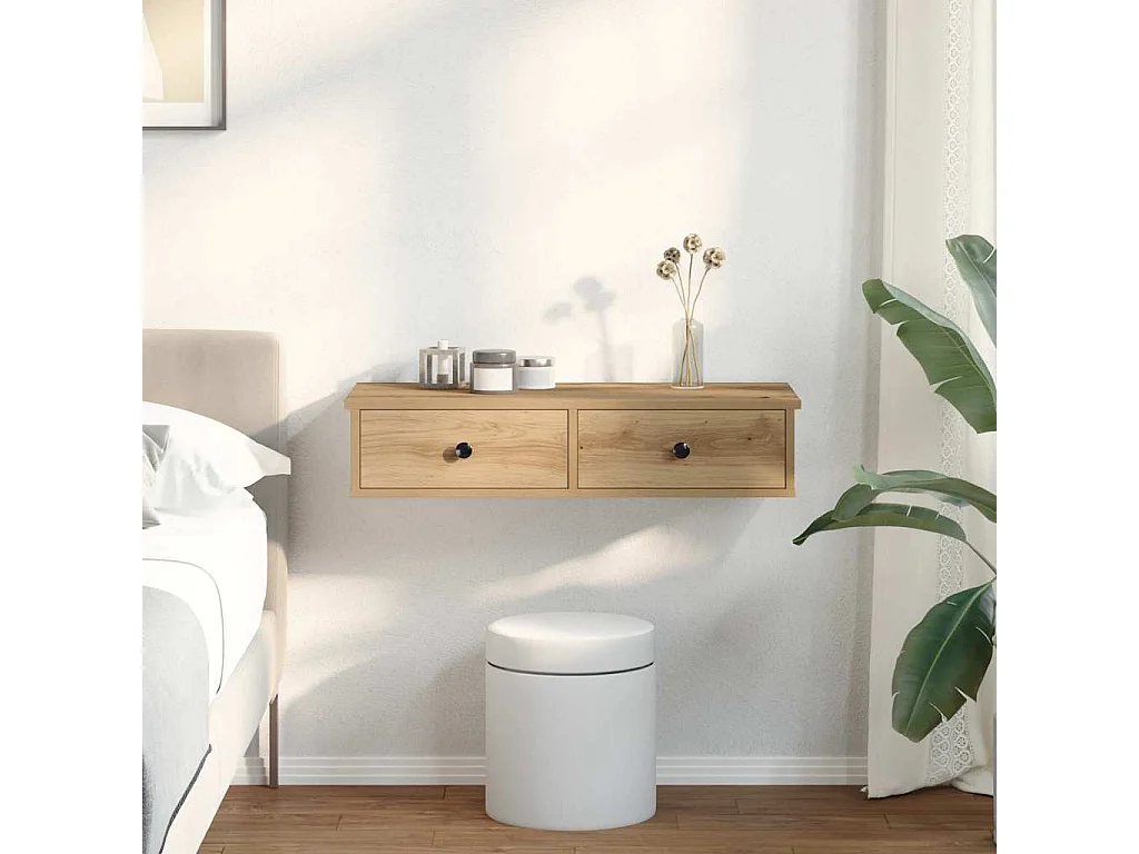 Étagère murale avec tiroirs chêne artisanal bois d'ingénierie