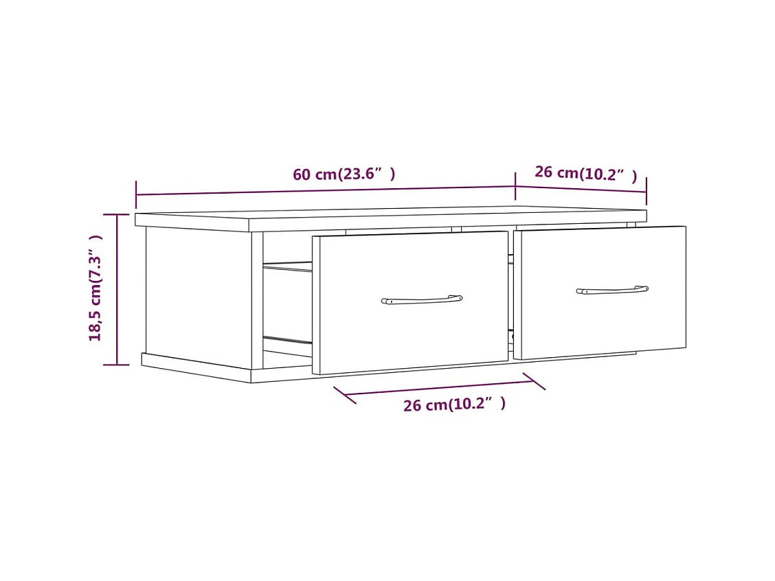 Pensile Rovere affumicato 60x26x18,5 cm Legno composito