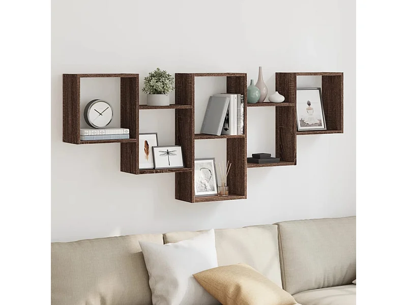 Mensola da parete in rovere marrone 159x18x66 cm in legno ingegnerizzato