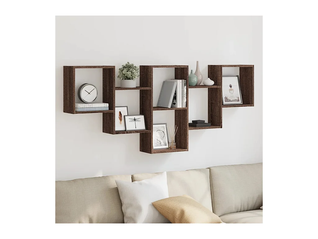 Bruine eikenhouten wandplank 159x18x66 cm bewerkt hout