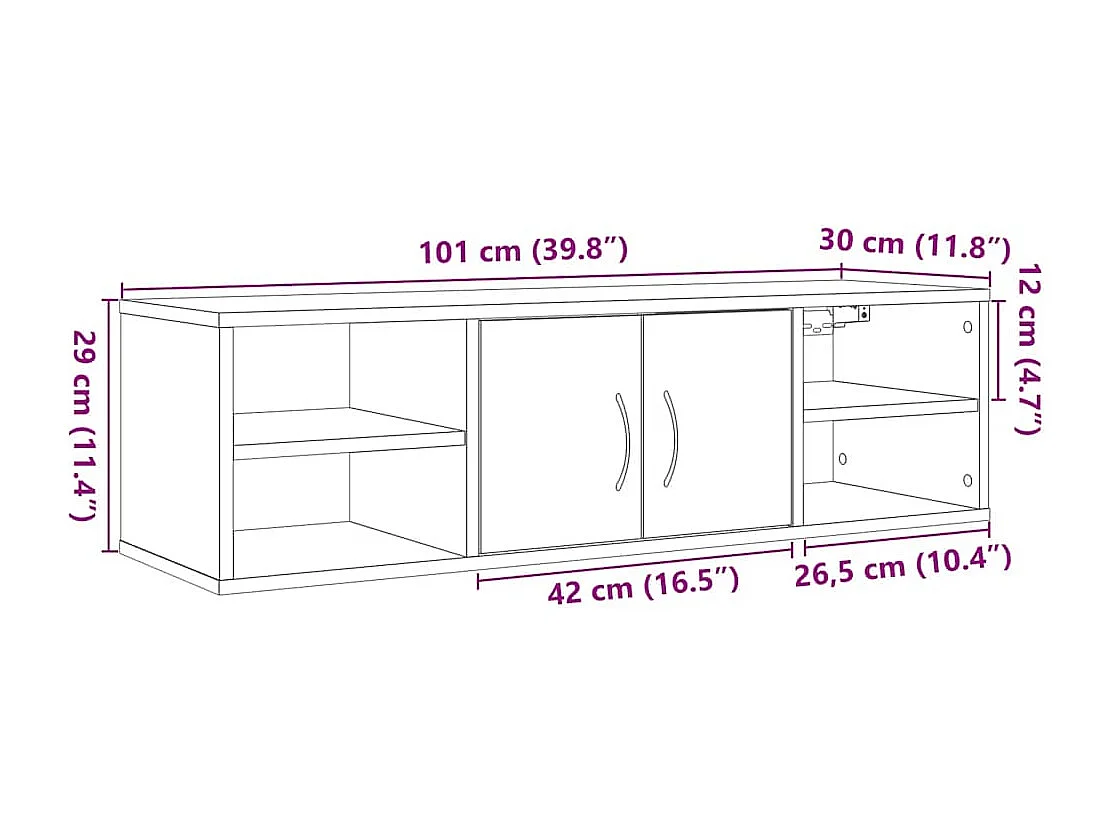 Armoire murale vieux bois 101x30x29 cm bois d'ingénierie