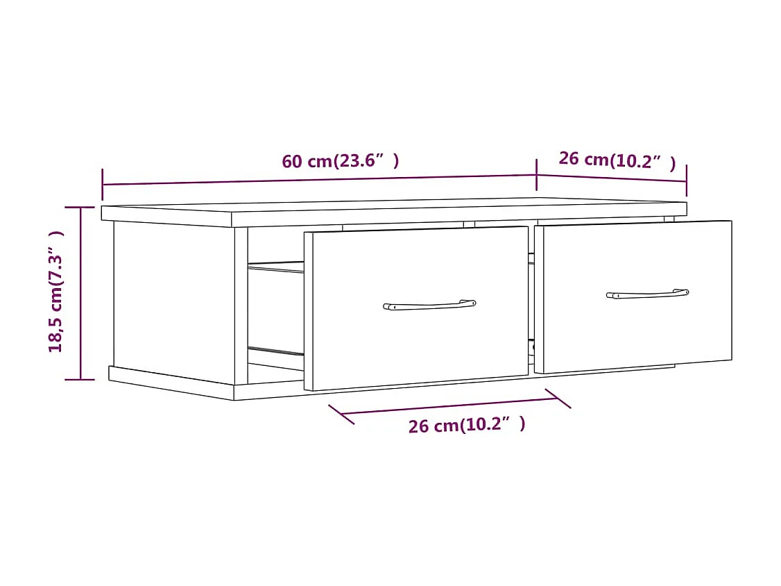 Armoire murale Chêne marron 60x26x18,5 cm Bois d'ingénierie