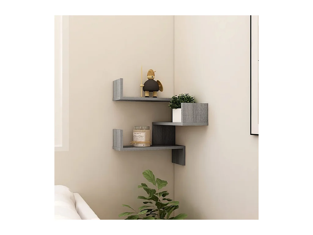 Étagère d'angle murale Sonoma gris 40x40x50cm Bois d'ingénierie