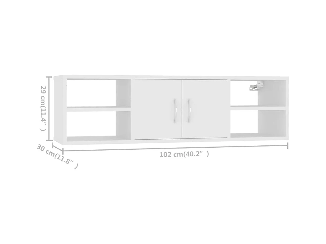 Mensola da parete bianca 102x30x29 cm in legno ingegnerizzato