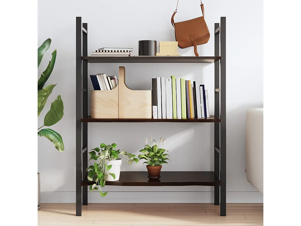 Étagère murale marron foncé 100x60x2cm bois chêne massif traité