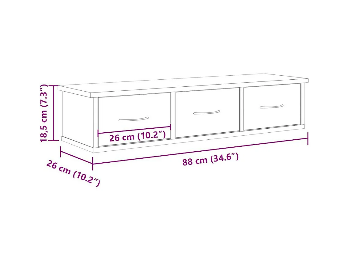Armoire murale vieux bois 88x26x18,5 cm bois d'ingénierie