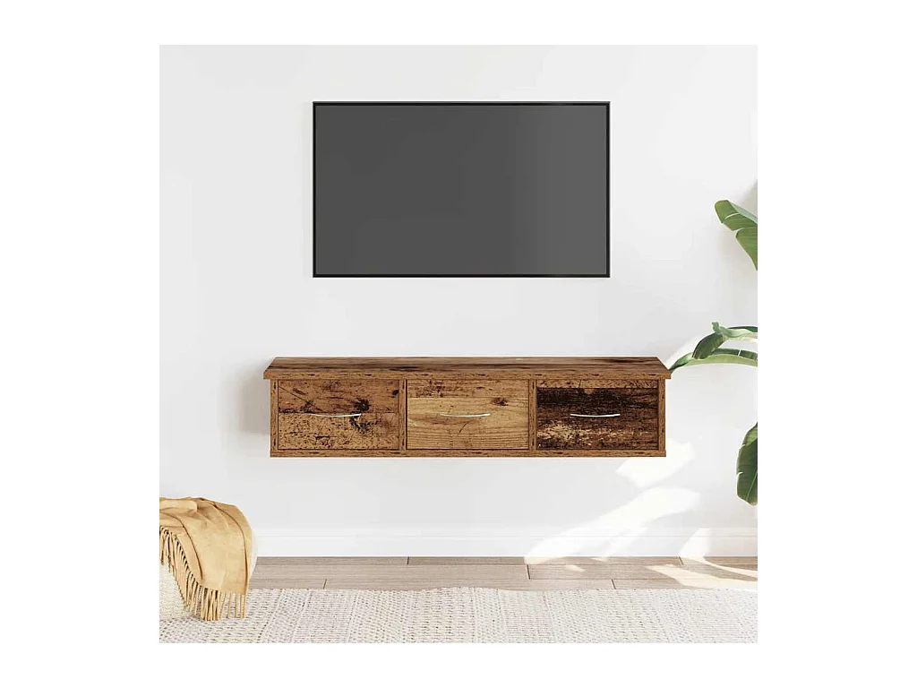 Wandkast oud hout 88x26x18,5 cm bewerkt hout