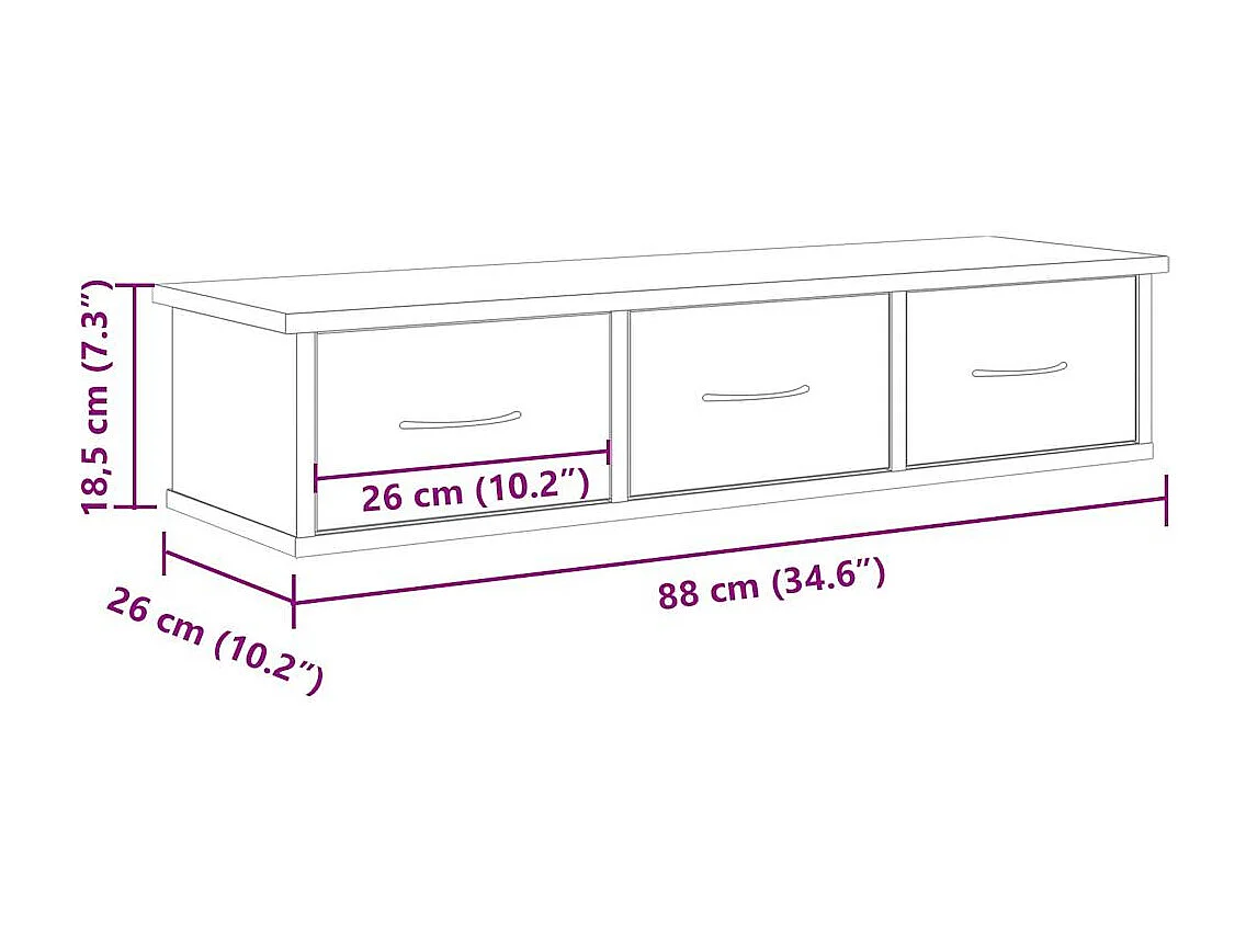 Armario de pared madera vieja 88x26x18,5 cm madera de ingeniería