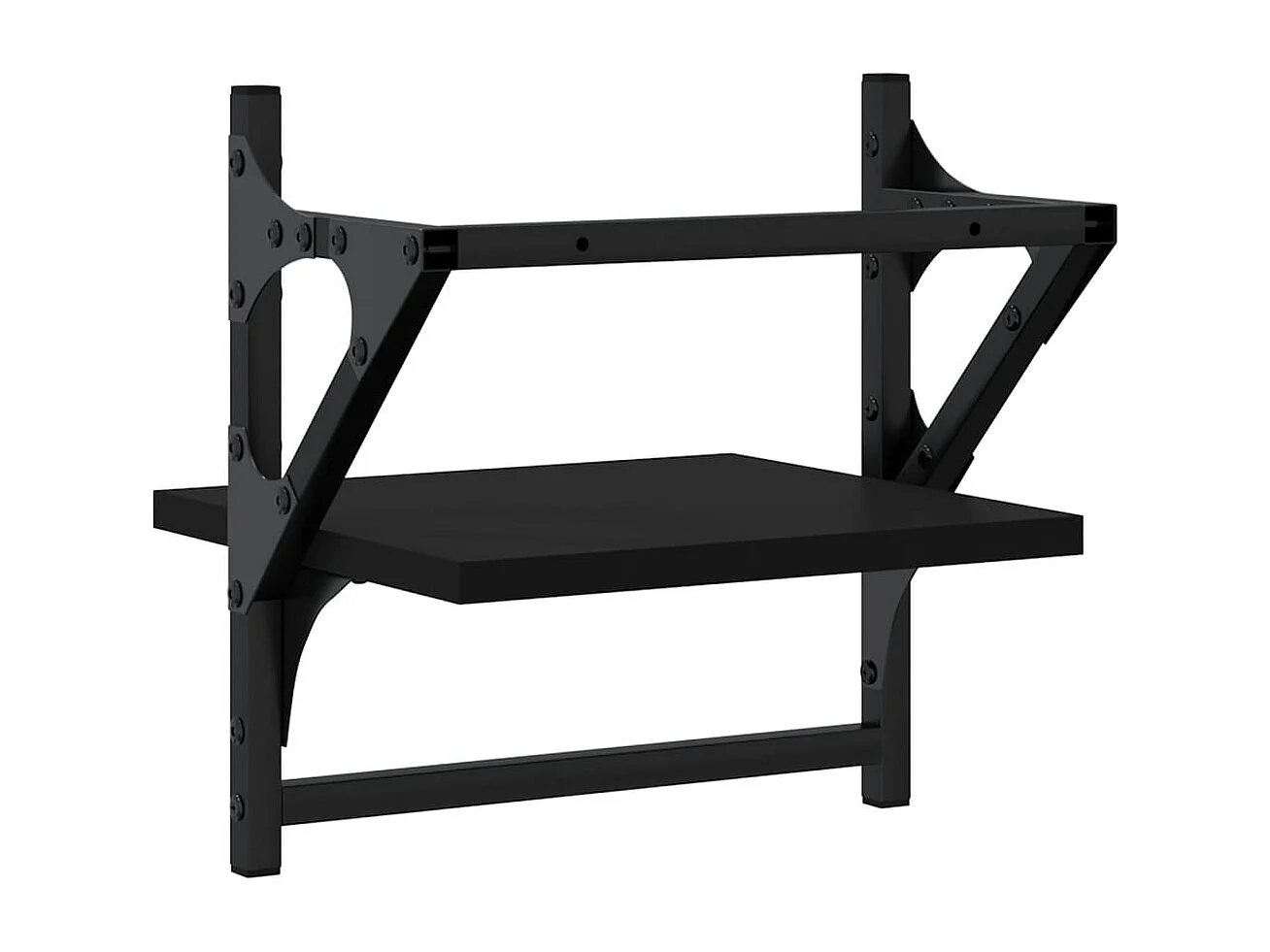 Étagères murales avec barres 2 pcs noir 30x25x30 cm