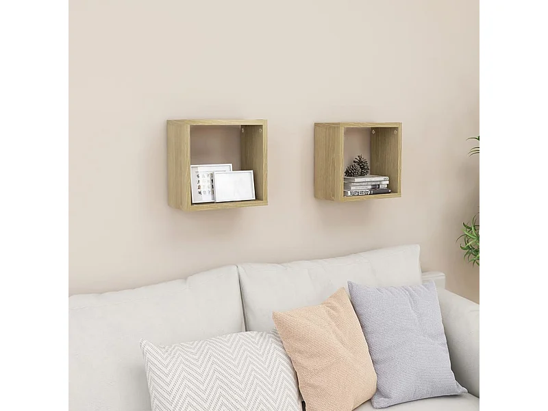 Wandkubusplanken 2 stuks Sonoma eiken 26x15x26 cm